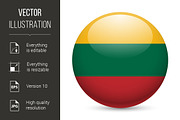 Round glossy icon of Lithuania