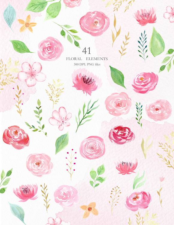 Watercolor Floral and Butterfly Set in Illustrations - product preview 5