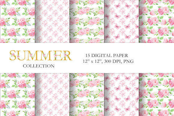 Watercolor Floral and Butterfly Set in Illustrations - product preview 14