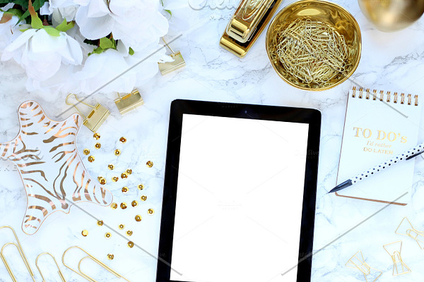 Marble Gold Desktop iPad StyledStock