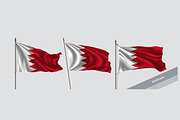 Set of Bahrain waving flag vector