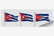 Set of Cuba waving flag vector