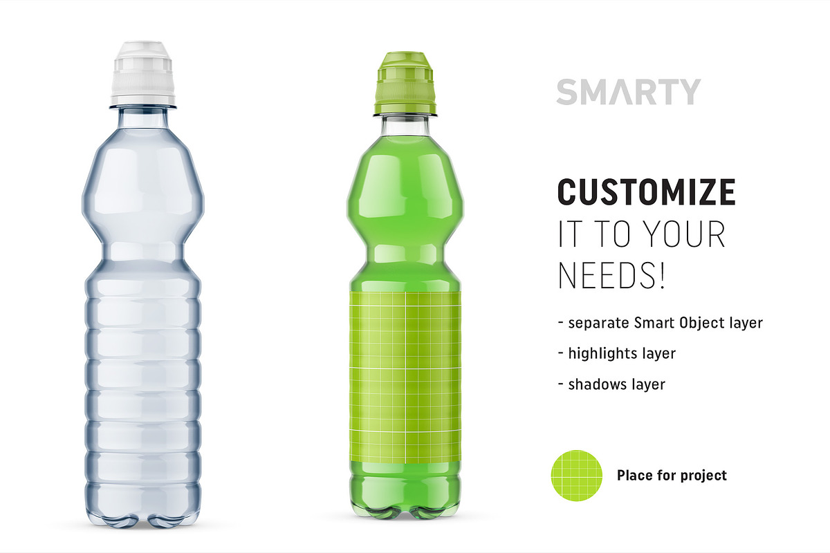 Plastic isotonic bottle mockup in Product Mockups - product preview 8