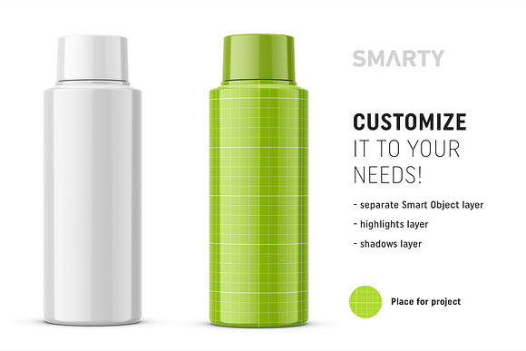Glossy plastic bottle mockup in Product Mockups - product preview 1