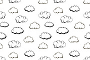 Retro hand drawn engraving clouds