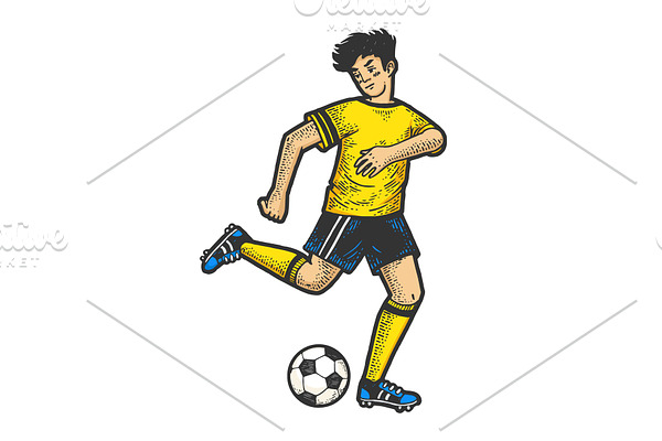 Soccer player with ball sketch