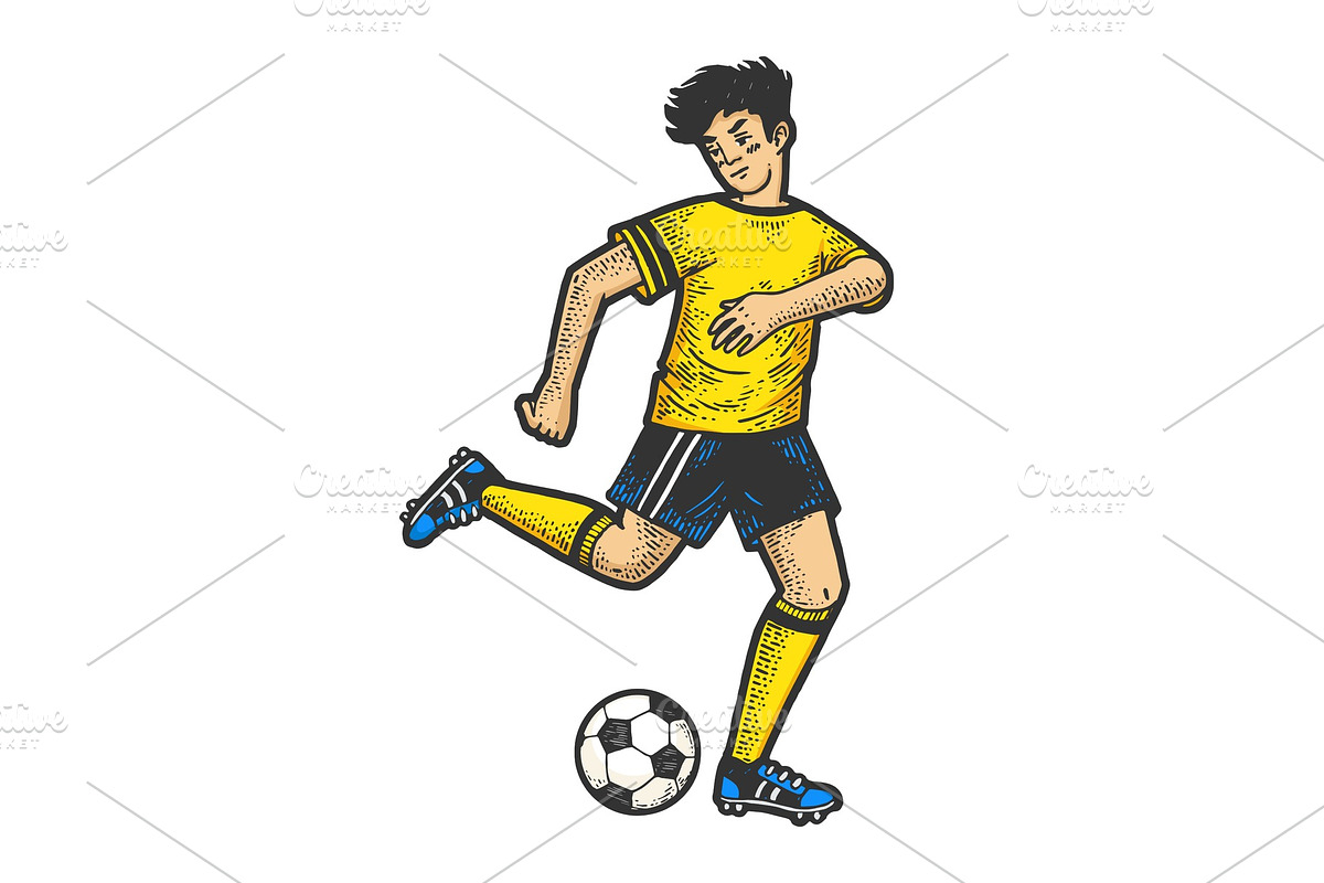 Soccer player with ball sketch in Illustrations - product preview 8