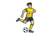 Soccer player with ball sketch