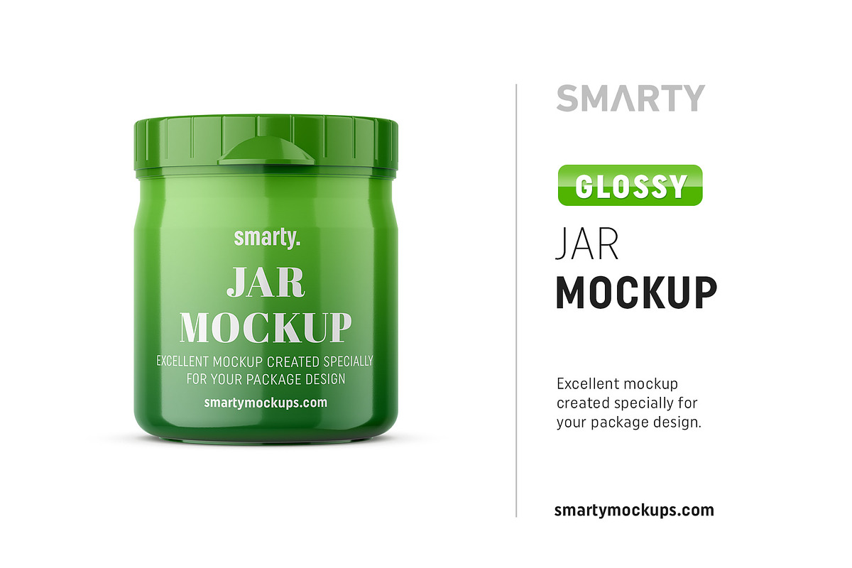 Glossy plastic jar mockup in Product Mockups - product preview 8