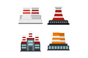 Power plant icon set, flat style