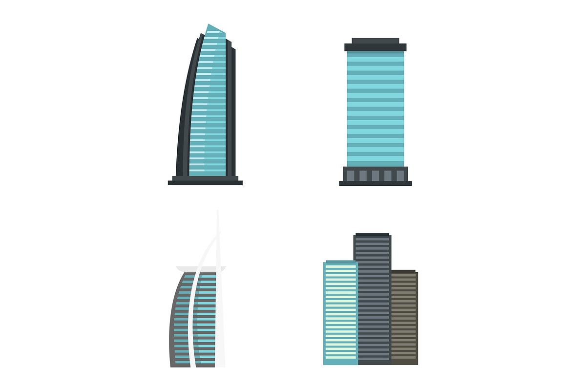 Sky tower icon set, flat style in Illustrations - product preview 8