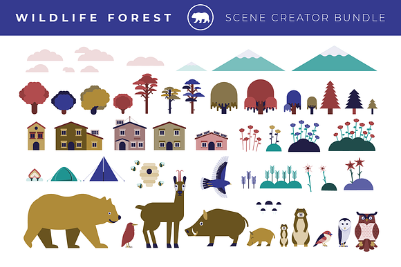 Forest Wildlife Scene Creator Pack in Illustrations - product preview 3