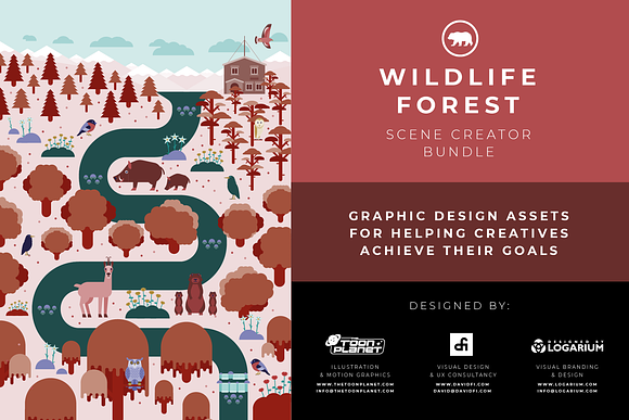 Forest Wildlife Scene Creator Pack in Illustrations - product preview 12