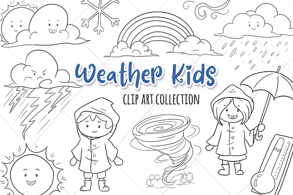 Weather Kids Digital Stamps