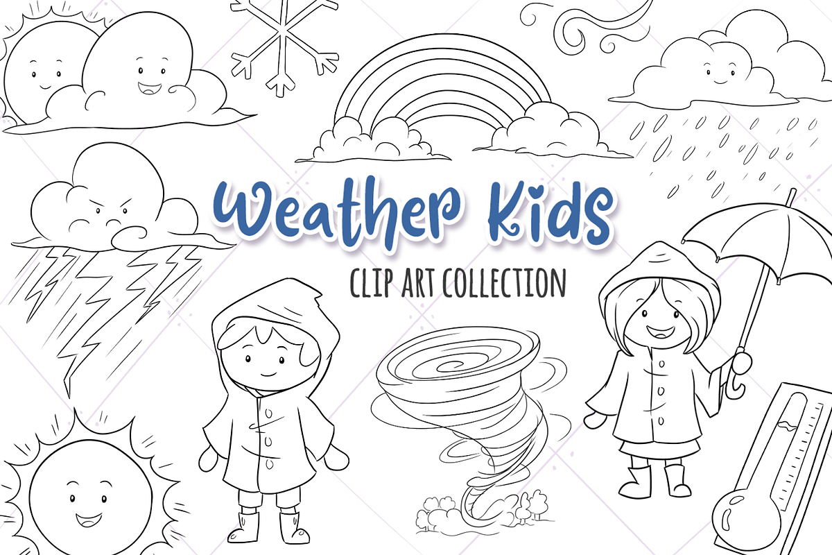 Weather Kids Digital Stamps in Illustrations - product preview 8