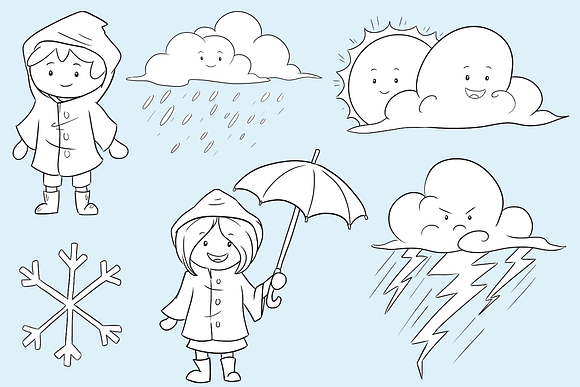 Weather Kids Digital Stamps in Illustrations - product preview 1