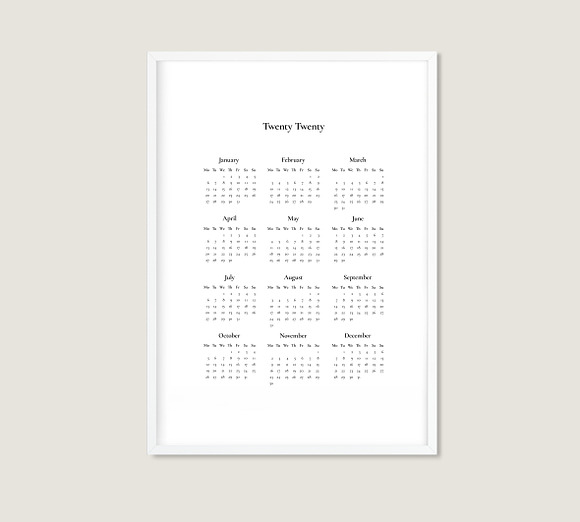 2020 Yearly Calendar Template in Stationery Templates - product preview 1