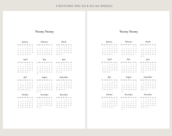 2020 Yearly Calendar Template in Stationery Templates - product preview 2
