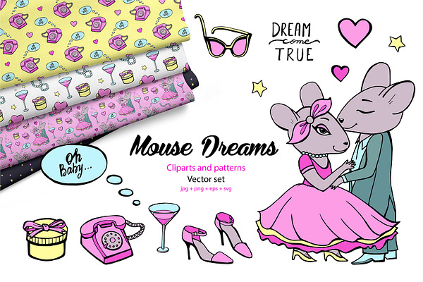 Mouse dreams. Vector cliparts
