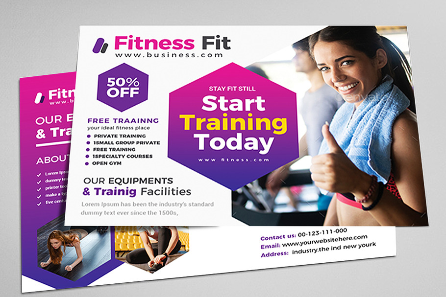 Fitness Postcard in Postcard Templates - product preview 8