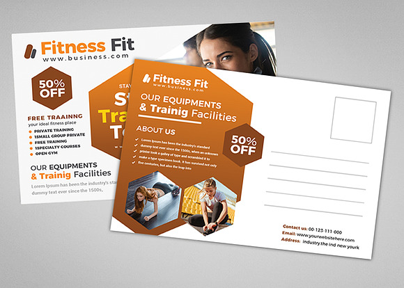 Fitness Postcard in Postcard Templates - product preview 1