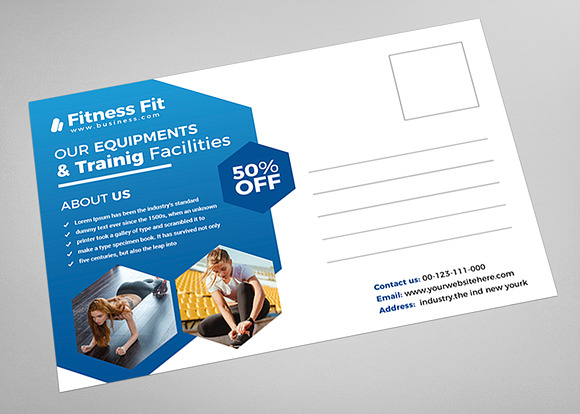 Fitness Postcard in Postcard Templates - product preview 3