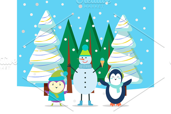 Winter Character in Forest, Snowman
