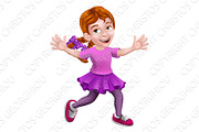 Girl Kid Cartoon Character Playing