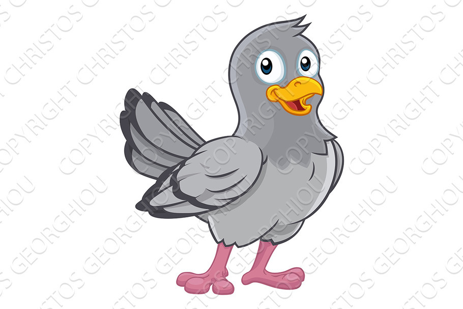 Pigeon Cute Cartoon Dove Bird in Illustrations - product preview 8