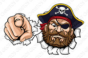 Pirate Captain Cartoon Pointing