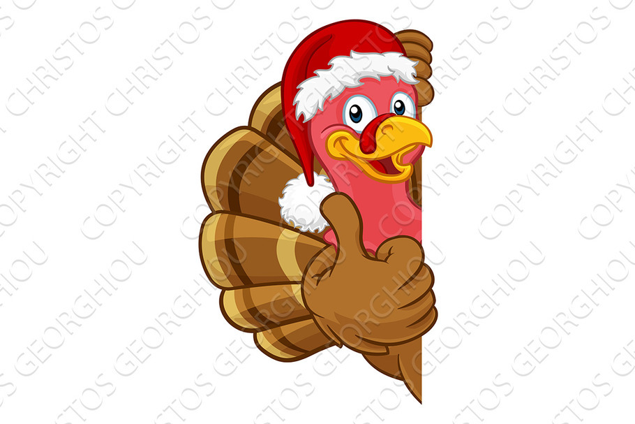 Turkey In Santa Hat Christmas in Illustrations - product preview 8