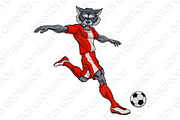 Wolf Soccer Football Player Animal
