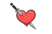 Heart symbol pierced with knife