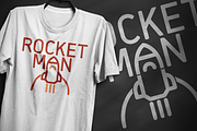 Rocket Man Typography T-Shirt Design