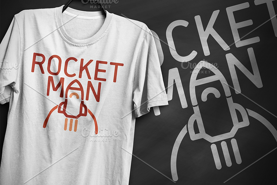 Rocket Man Typography T-Shirt Design in Illustrations - product preview 8
