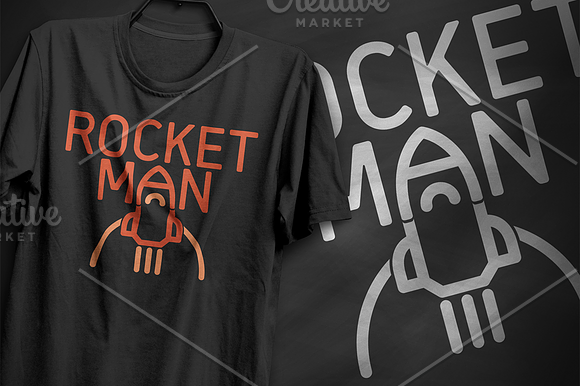 Rocket Man Typography T-Shirt Design in Illustrations - product preview 1