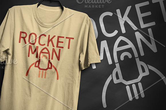Rocket Man Typography T-Shirt Design in Illustrations - product preview 2