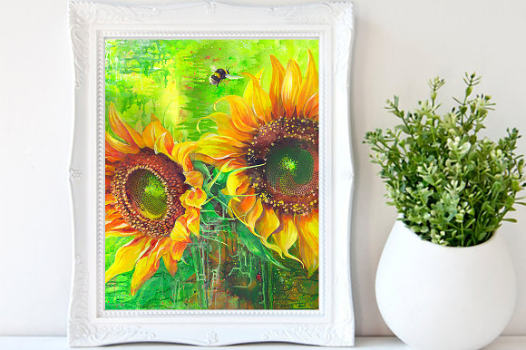 Acrylic Painted Suflowers Art in Illustrations - product preview 2