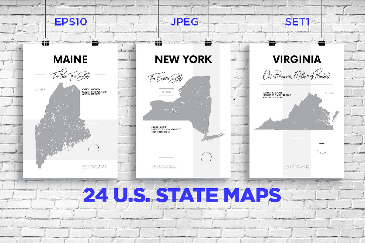 U.S. State Maps | Poster set 1 in Illustrations - product preview 8