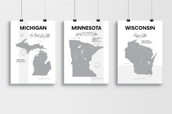 U.S. State Maps | Poster set 1 in Illustrations - product preview 5