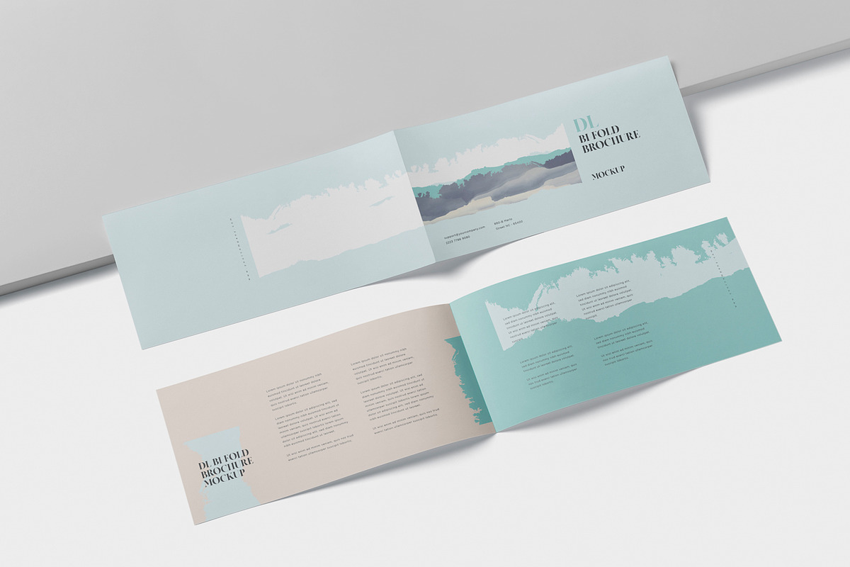 DL Bi-Fold Brochure Mock-Up in Branding Mockups - product preview 8