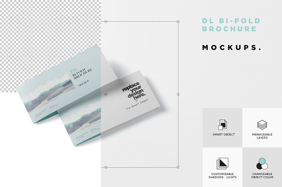 DL Bi-Fold Brochure Mock-Up in Branding Mockups - product preview 6