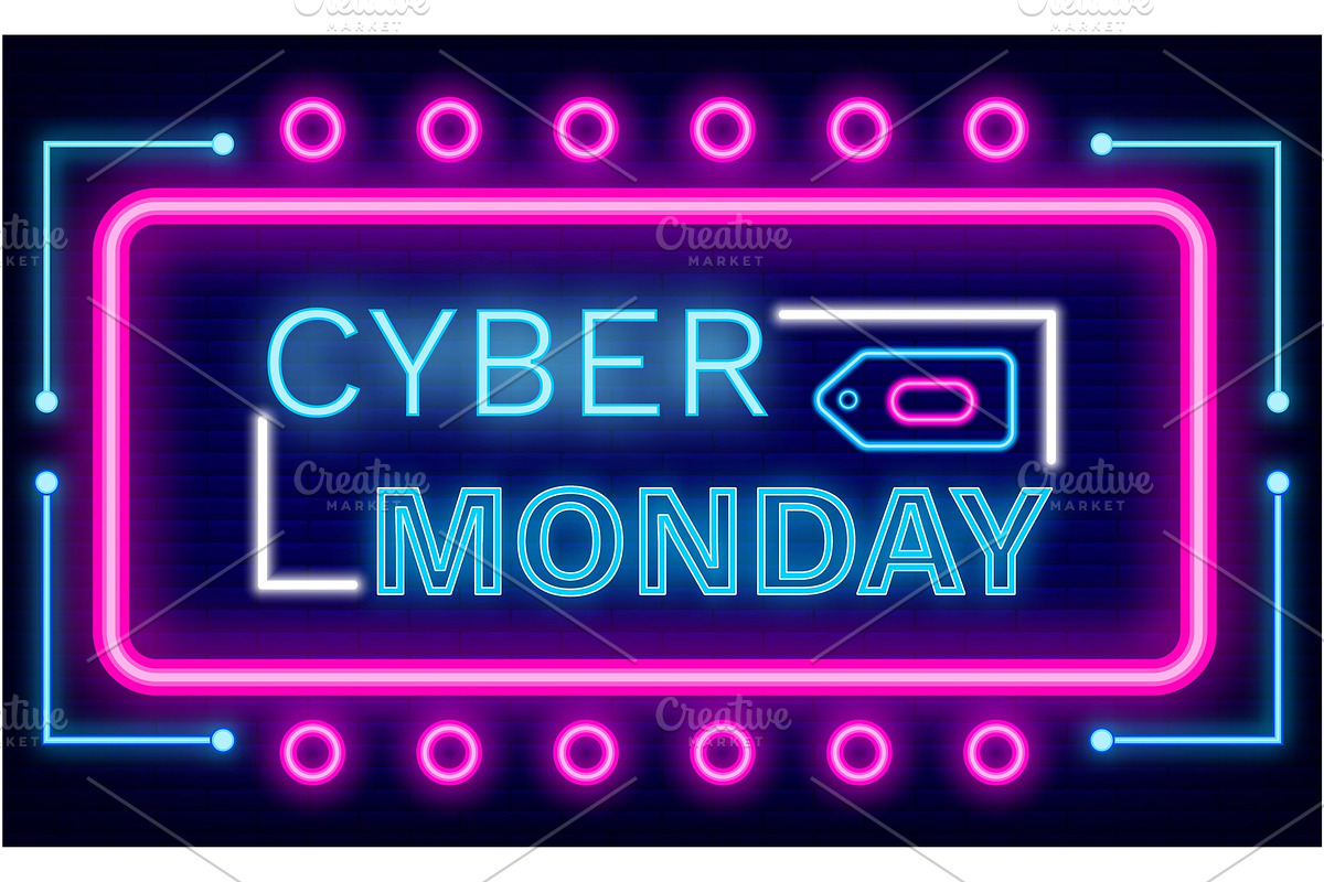 Glowing Poster Cyber Monday in Illustrations - product preview 8