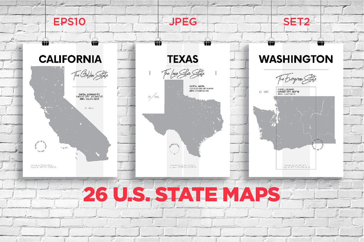 U.S. State Maps | Poster set 2 in Illustrations - product preview 8