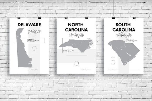 U.S. State Maps | Poster set 2 in Illustrations - product preview 1