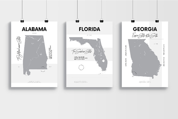U.S. State Maps | Poster set 2 in Illustrations - product preview 2