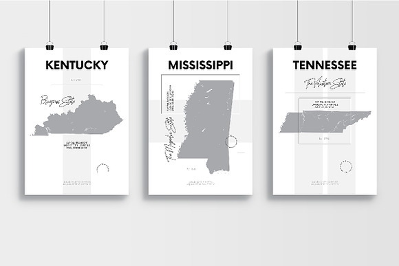 U.S. State Maps | Poster set 2 in Illustrations - product preview 3