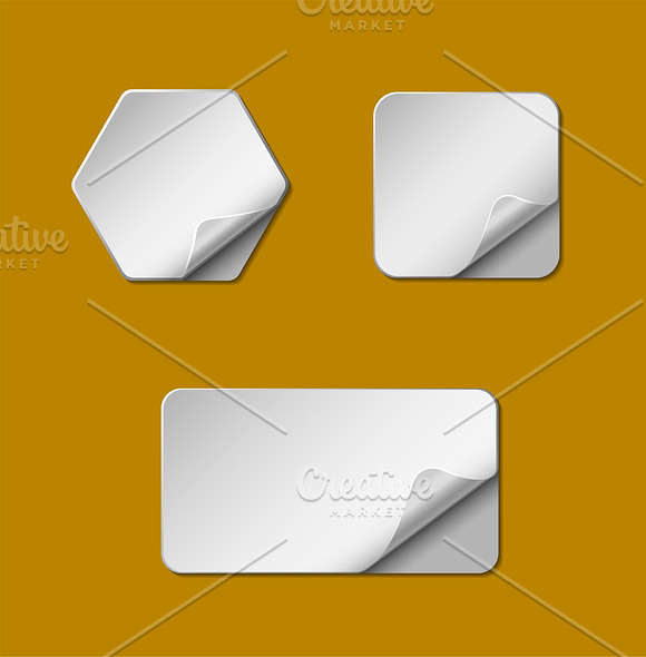 Vector Curly Pages Blank Stickers in Stationery Templates - product preview 3