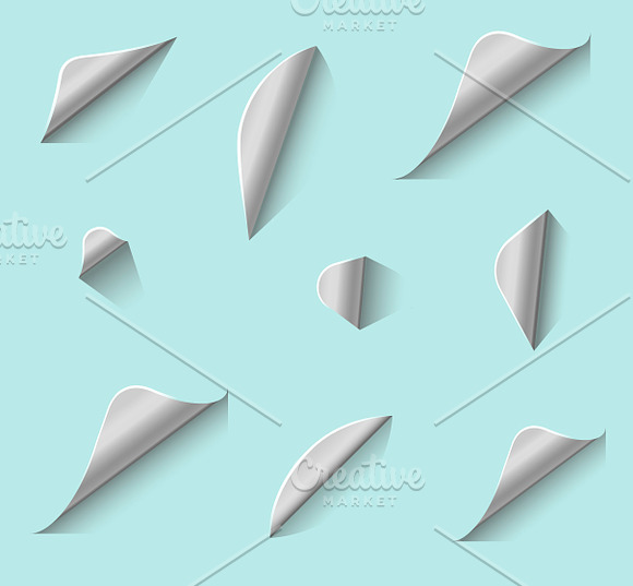 Vector Curly Pages Blank Stickers in Stationery Templates - product preview 4