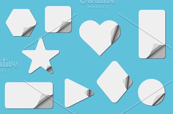 Vector Curly Pages Blank Stickers in Stationery Templates - product preview 5